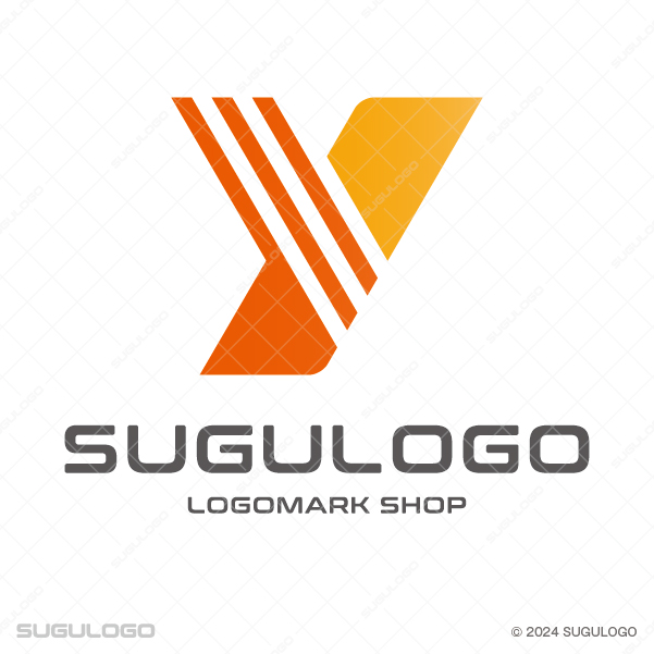 英字Yと3本の斜線を組み合わせたシンボルマーク。成長と加速を象徴する、幾何学的なオレンジ色のロゴ。