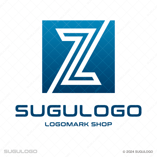 青い正方形の中に英字Zを配したシンボルマーク。知性と革新を象徴する、幾何学的で力強いロゴデザイン。