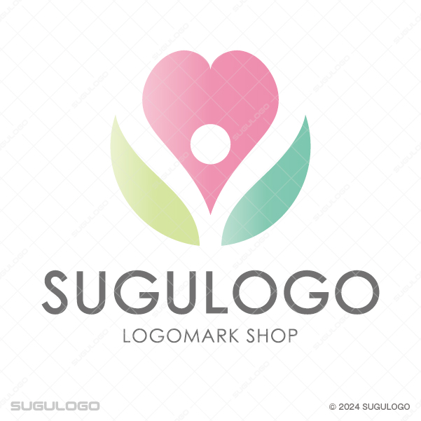 大きなハートの中から人物が誕生し、成長と深い愛情を表現した、優しく生命力あふれるシンプルなロゴデザイン。