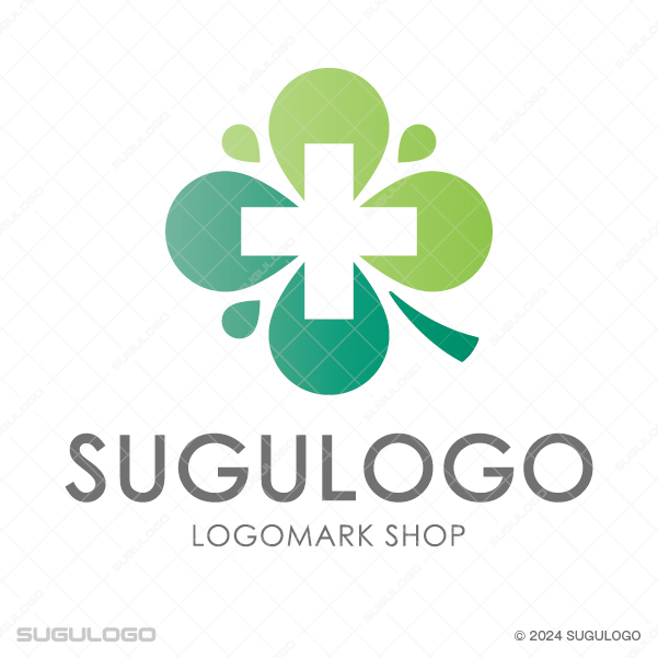 四つ葉のクローバーをモチーフに中央へ十字を配置したシンボルマーク