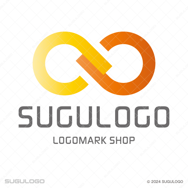 無限大の記号をモチーフにした連結する円のシンボルマーク。永続性と調和を象徴する、幾何学的なロゴ。