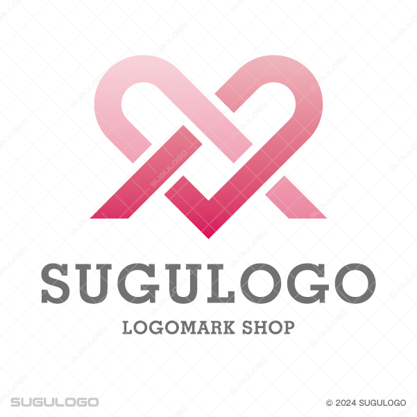 ハートのシルエットにアルファベットが融合し、まるで一本の糸が編み込まれたようなシンボルマーク