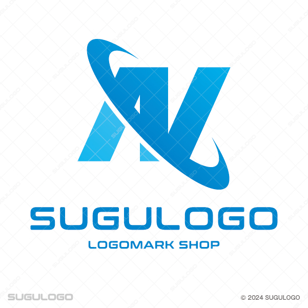 シャープな英字Nを、流動的な弧を描く軌道が貫くシンボルマーク。進化と飛躍を象徴する先進的なロゴ。