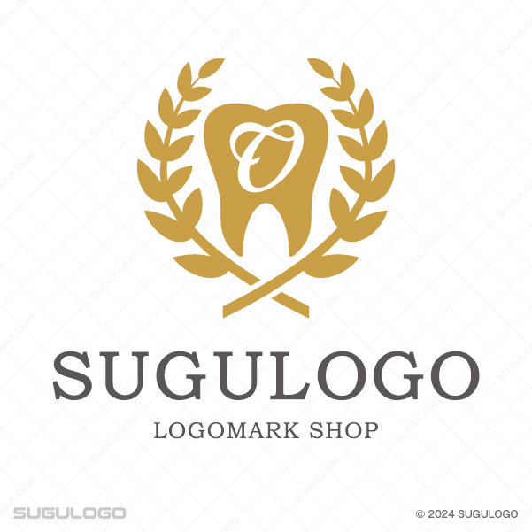 月桂冠のリースに囲まれた歯のシルエットと、優美な英字Oを重ねたシンボルマーク。信頼と誇りを象徴するロゴ。