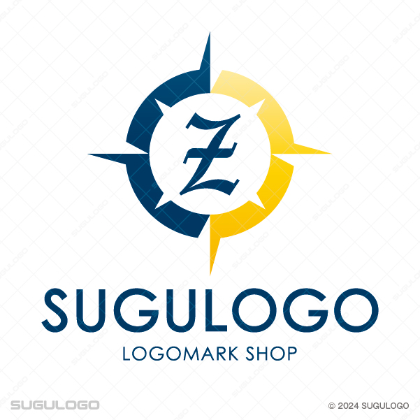 羅針盤のフレームの中に、クラシックな英字Zを配置したシンボルマーク。明確な指針と信頼を象徴するロゴ。