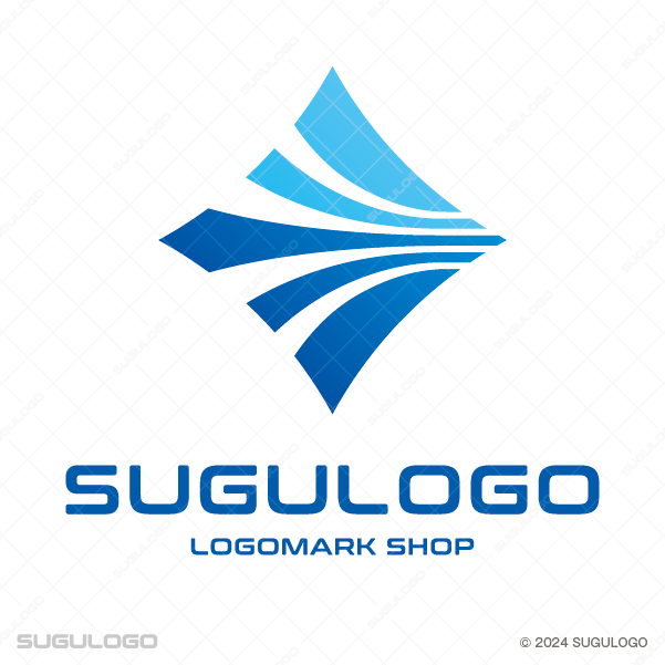 菱形のシルエットをベースに、右方向へ流れるようなラインがスピード感と成長を象徴するシンボルマーク