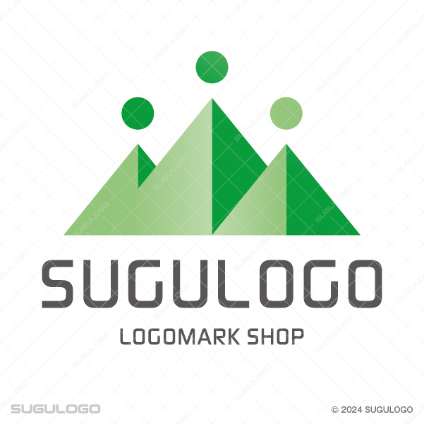 連なる山々とその頂に集う人々を表現したロゴデザイン