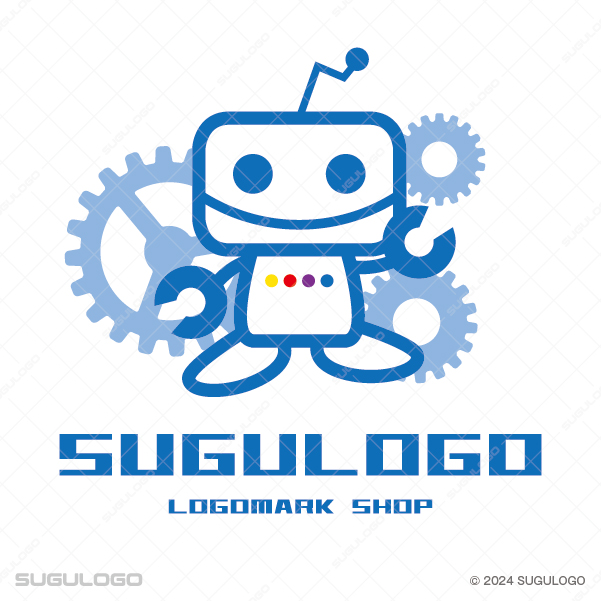 ロボットと歯車を組み合わせたロゴデザイン