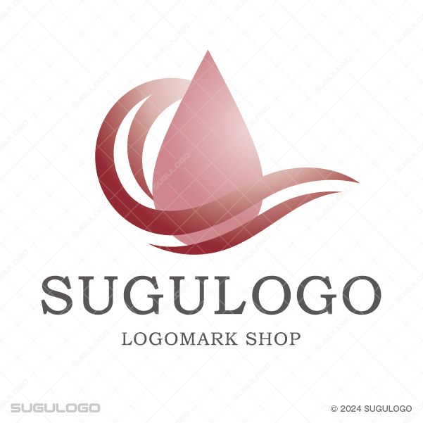 中央に配置された一滴の水滴と優雅に広がる曲線を組み合わせたロゴデザイン
