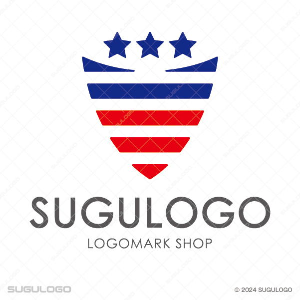 星とストライプを組み合わせた盾のようなシルエットのロゴデザイン