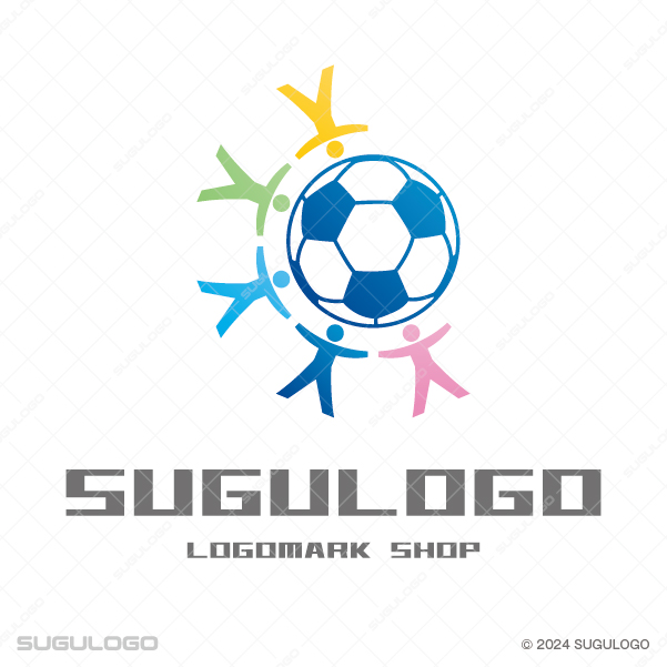 サッカーボールを囲んで人々が手を取り合う姿をダイレクトに表現したシンボルマーク
