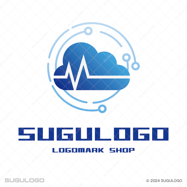 情報の蓄積を象徴するクラウドと、躍動感のある波形を組み合わせた先進的なロゴデザイン