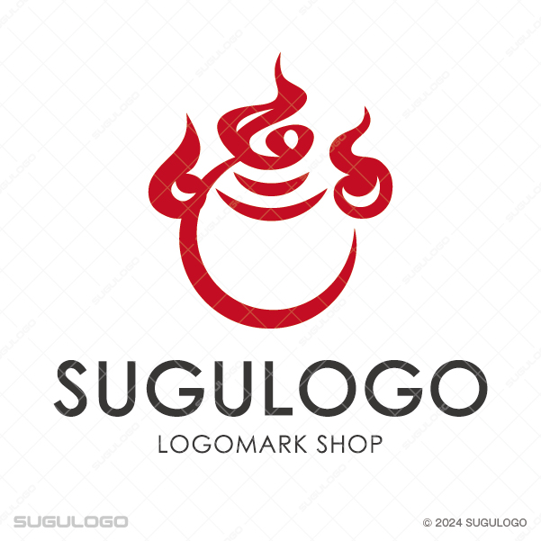 燃え盛る炎を抽象的に描き出し、その中央に円形の空間を配置したロゴデザイン
