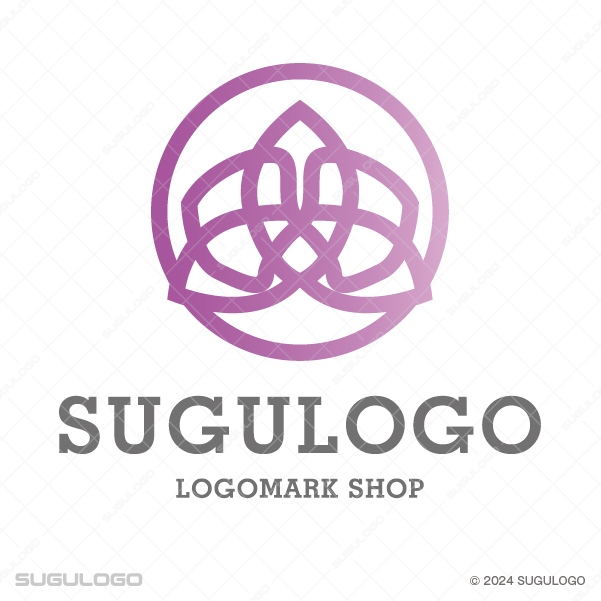 円の中に幾何学的な曲線が美しく重なり合うシンボルマーク