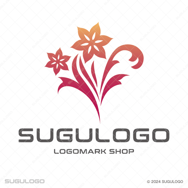 上に向かって力強く伸びる花々と曲線的な葉のラインが特徴的なシンボルマーク