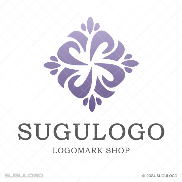 四方に広がる優雅な植物のモチーフを左右対称に組み合わせたロゴデザイン