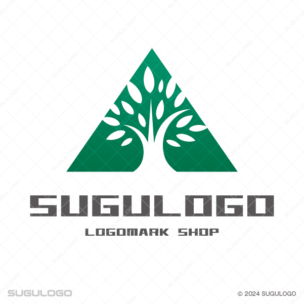 正三角形のシルエットの中に、大地に深く根を張り、空へと健やかに枝葉を広げる樹木を表現したシンボルマーク