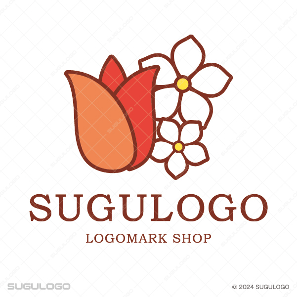 優しく花開くチューリップと、それを取り囲むように咲く可憐な白い花々をモチーフにしたシンボルマーク