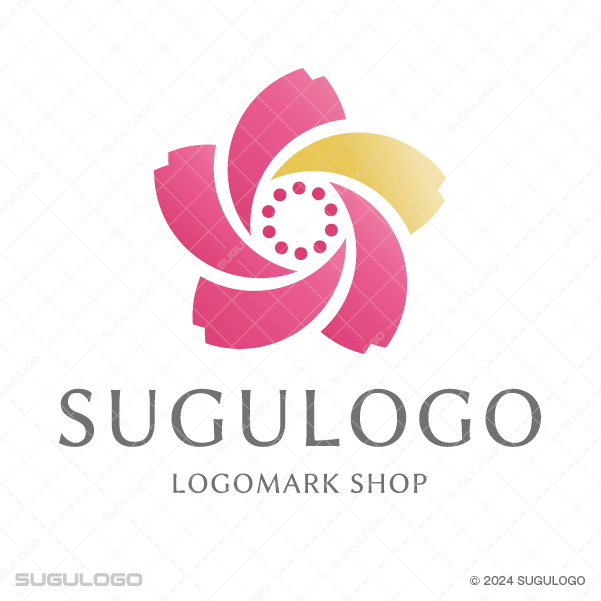 螺旋を描く花びらが華やかに舞う桜のロゴデザイン