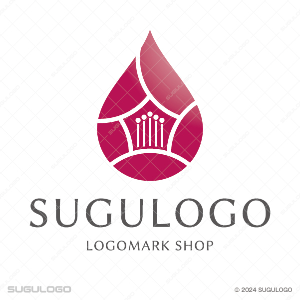 雫の中で光が輝く洗練された花のロゴデザイン