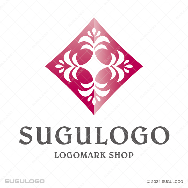 ひし形の中で端正に花開くロゴデザイン
