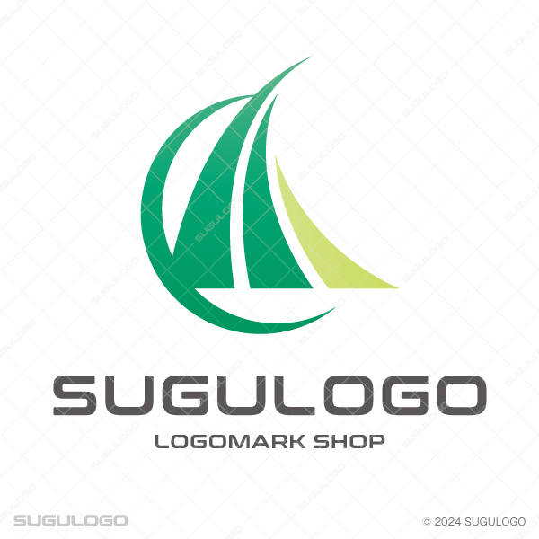 三角形の中央に円を配置し、上昇するエネルギーと調和を表現した幾何学的なシルエットのロゴデザイン
