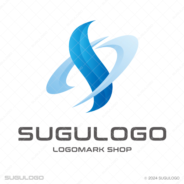 垂直に伸びる柔らかな曲線と、その周囲を二つの楕円状のラインが鋭く斜めに横切るように重なるロゴマーク。