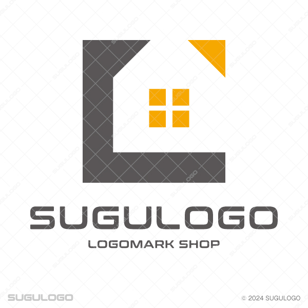 家の形をしたシルエットの中央に、窓を模した4つの小さな正方形が田の字型に並んだ、誠実な印象のロゴ。