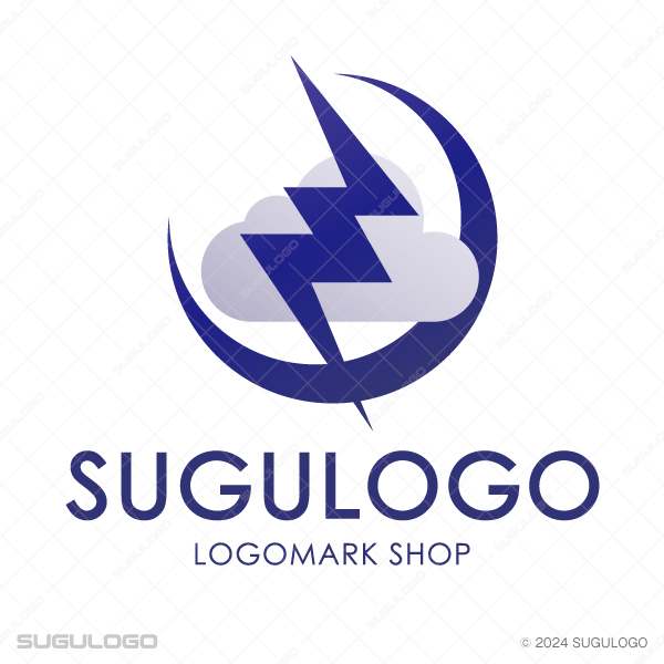 三日月のフレームの中に雲と鋭い稲妻のモチーフを重ねたデザイン。嵐のロゴとして神秘的な躍動感を表現。