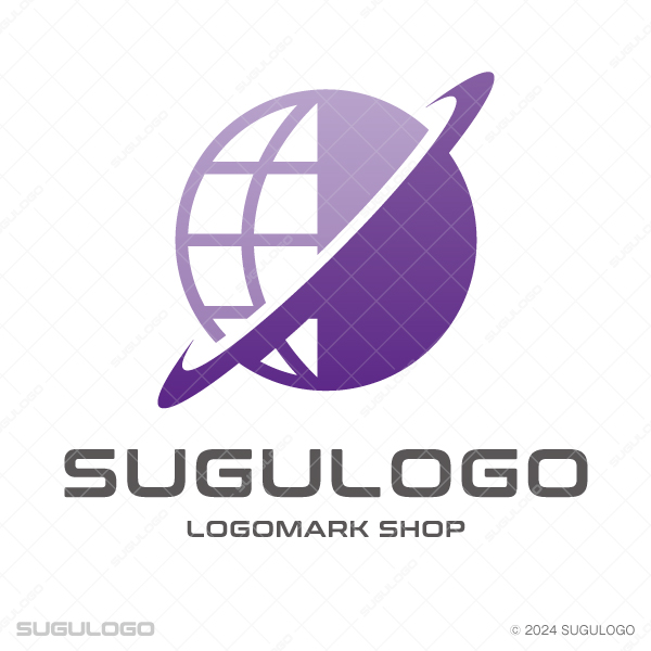 緑色の正方形の中に、白い直線が規則的に交差する幾何学的なデザイン。グローバルな繋がりを表現したロゴ。