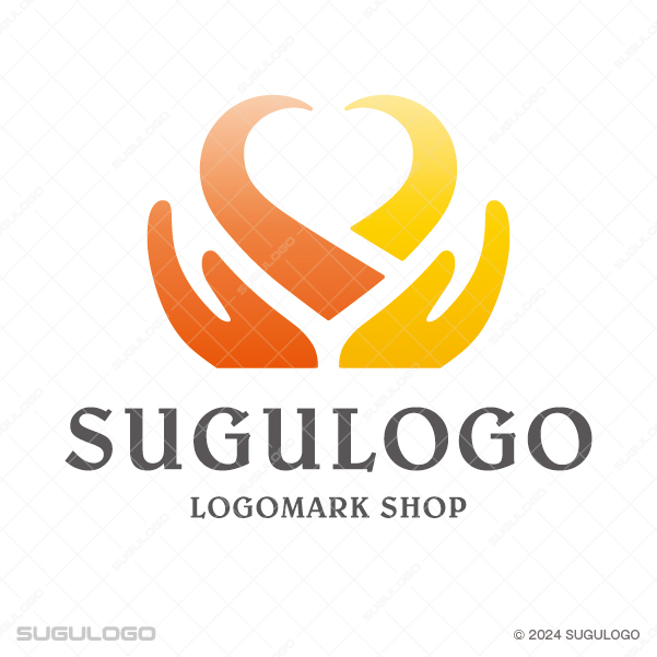 両手で大切にハートを形作るようなシンボルマーク
